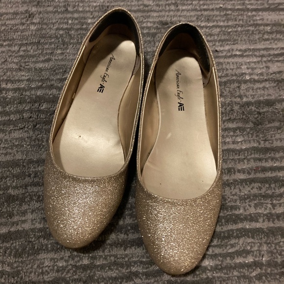 American Eagle Gold Sparkle Ballet Flats Size 7 - Picture 1 of 6